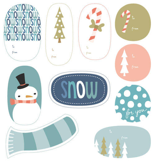Printable Wintry Holiday Tags