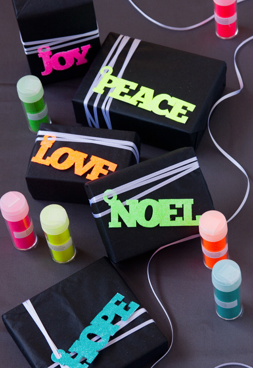 Neon Glitter Gift Tags